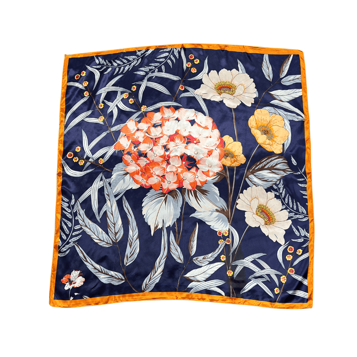 Botanic Floral Pattern Silk Touch Square Scarf - Hauslife