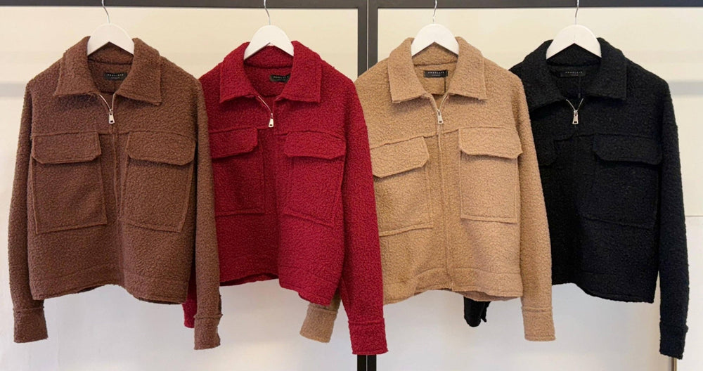 Boucle Jacket in Coffee with Zip - Hauslife