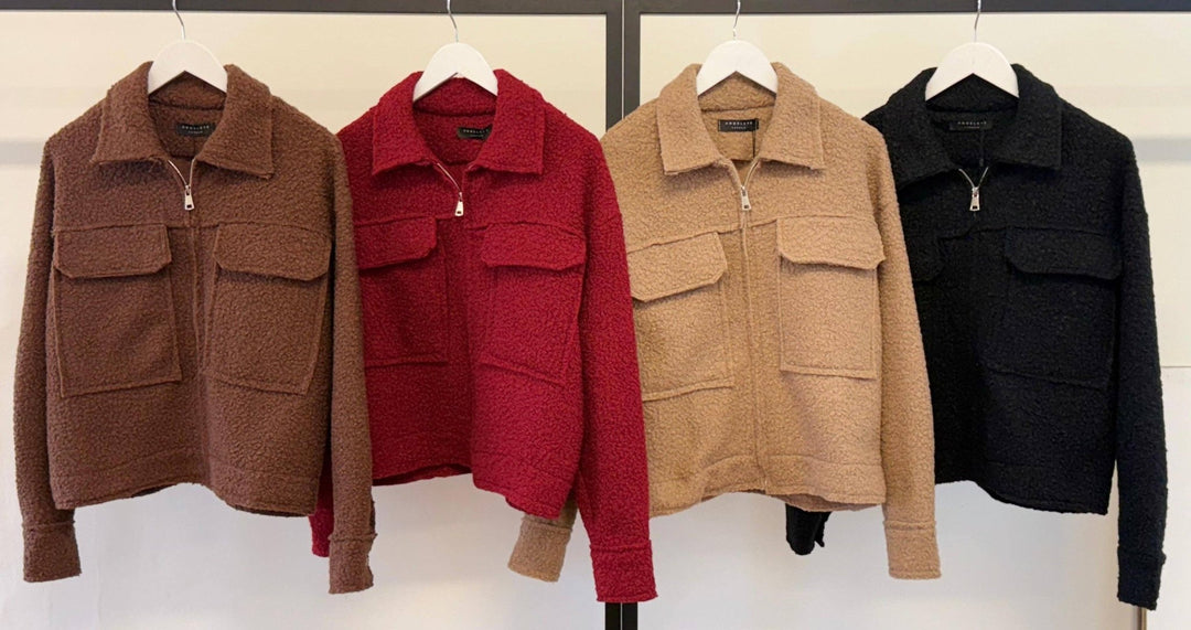 Boucle Jacket in Coffee with Zip - Hauslife