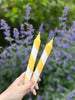 Butter Yellow & White Candy Cane Stripe Hand Dipped Candles  - Hauslife