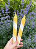 Butter Yellow & White Candy Cane Stripe Hand Dipped Candles  - Hauslife