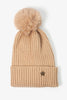 Camel Metal Star Pom Pom Hat with Antique Gold Star - Hauslife