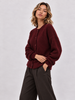 burgundy round neck cardigan