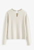 Celeste Rhinestone Collar Jumper – Cream - Hauslife