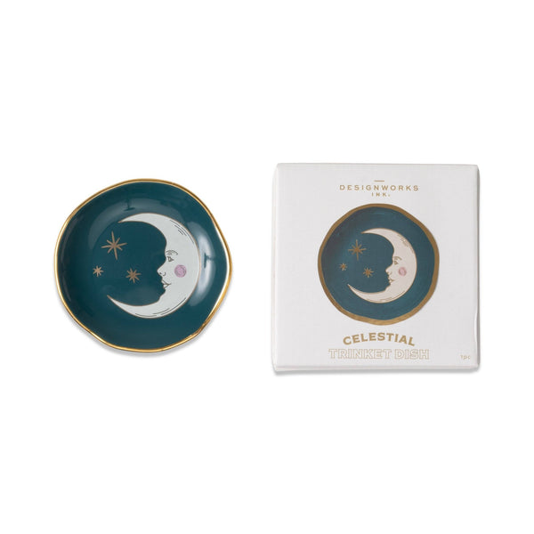 Celestial Ceramic Trinket Dish - Teal Moon - Hauslife