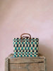 Chequered Reed Basket - Indigo & Green - Hauslife