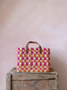 Chequered Reed Basket, Pink + Orange - Hauslife