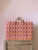 Chequered Reed Basket, Pink + Orange - Hauslife
