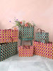 Chequered Reed Basket, Pink + Orange - Hauslife