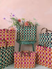 Chequered Reed Basket, Pink + Orange - Hauslife