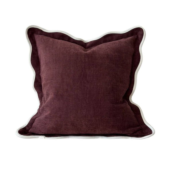 Chloe Plum Scalloped Edge Cushion - Hauslife