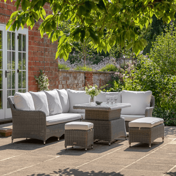 Clifton Rattan Corner Dining Set – Outdoor Sofa & Rising Table Set - Hauslife
