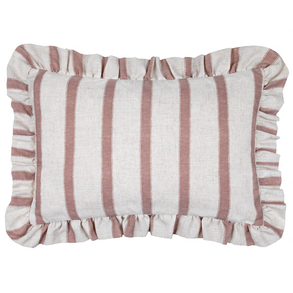 Connie Striped Ruffle Cushion Clay Pink - Hauslife