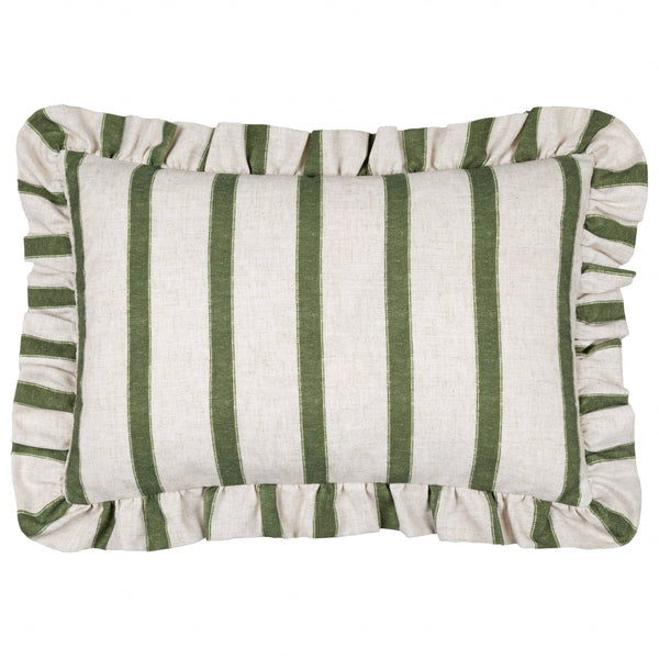 Connie Striped Ruffle Cushion - Moss - Hauslife