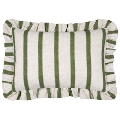 Connie Striped Ruffle Cushion - Moss - Hauslife