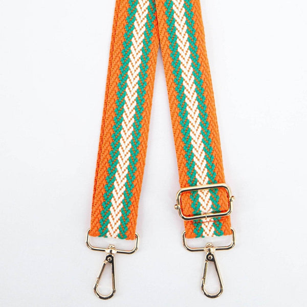 Contrasting Chevron Stripes Bag Strap in Orange & Green - Hauslife