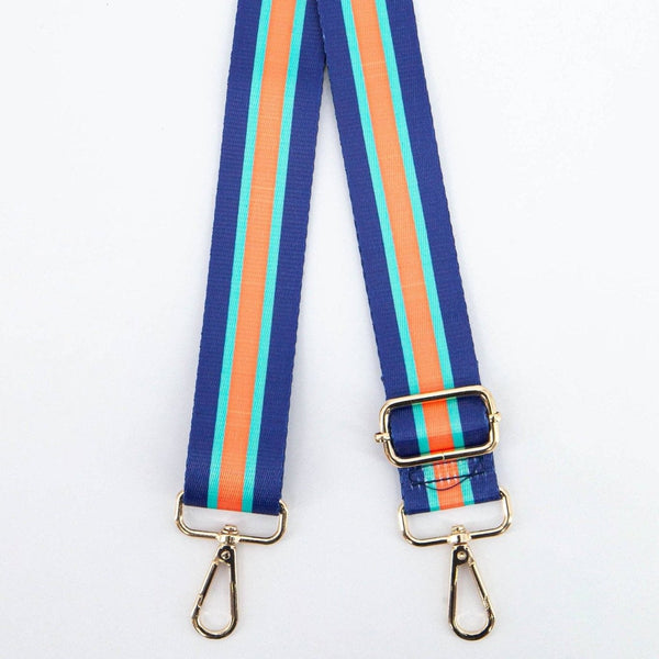 Contrasting Colourblock Striped Bag Strap in Orange & Navy - Hauslife