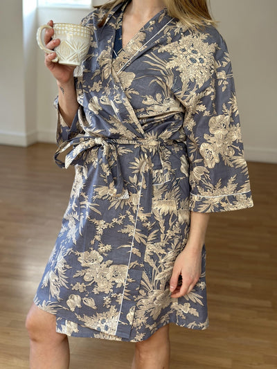 Cotton Kimono - Blue Toile de Jouy - Hauslife