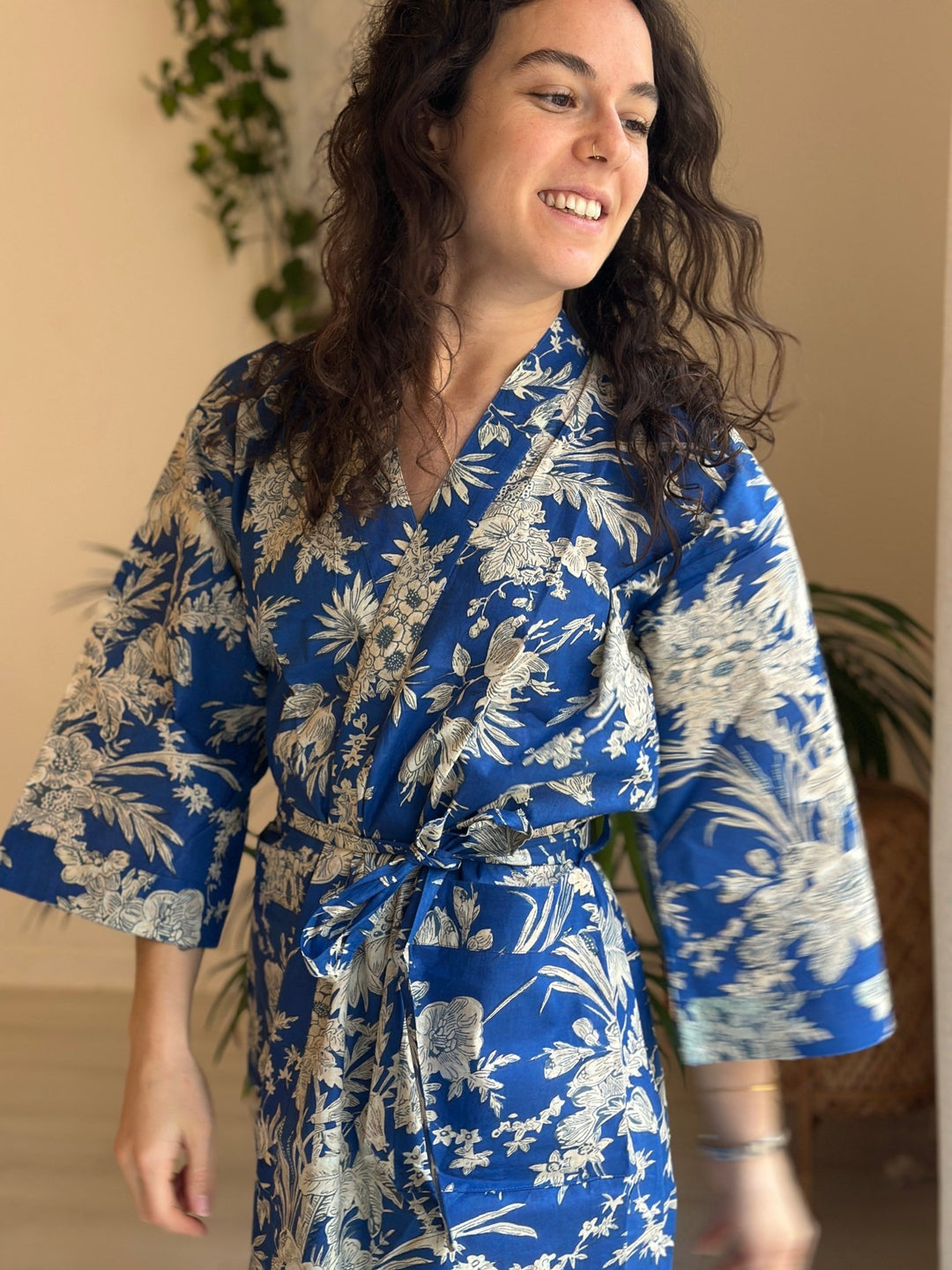 Kimono Dressing Gown UK | Cobalt Toile de Jouy | Hauslife Kimono Dressing Gown UK | Cobalt Toile de Jouy | Hauslife