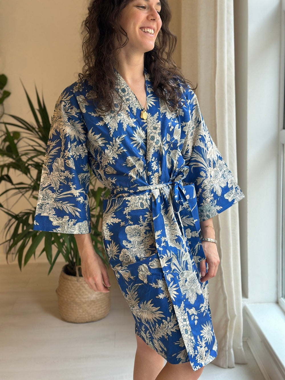 Cotton Kimono - Cobalt Toile de Jouy - Hauslife