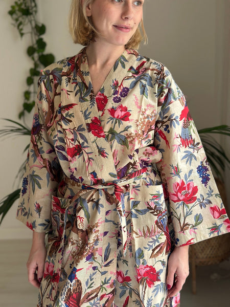 Cotton Kimono - Cream Botanical - Hauslife