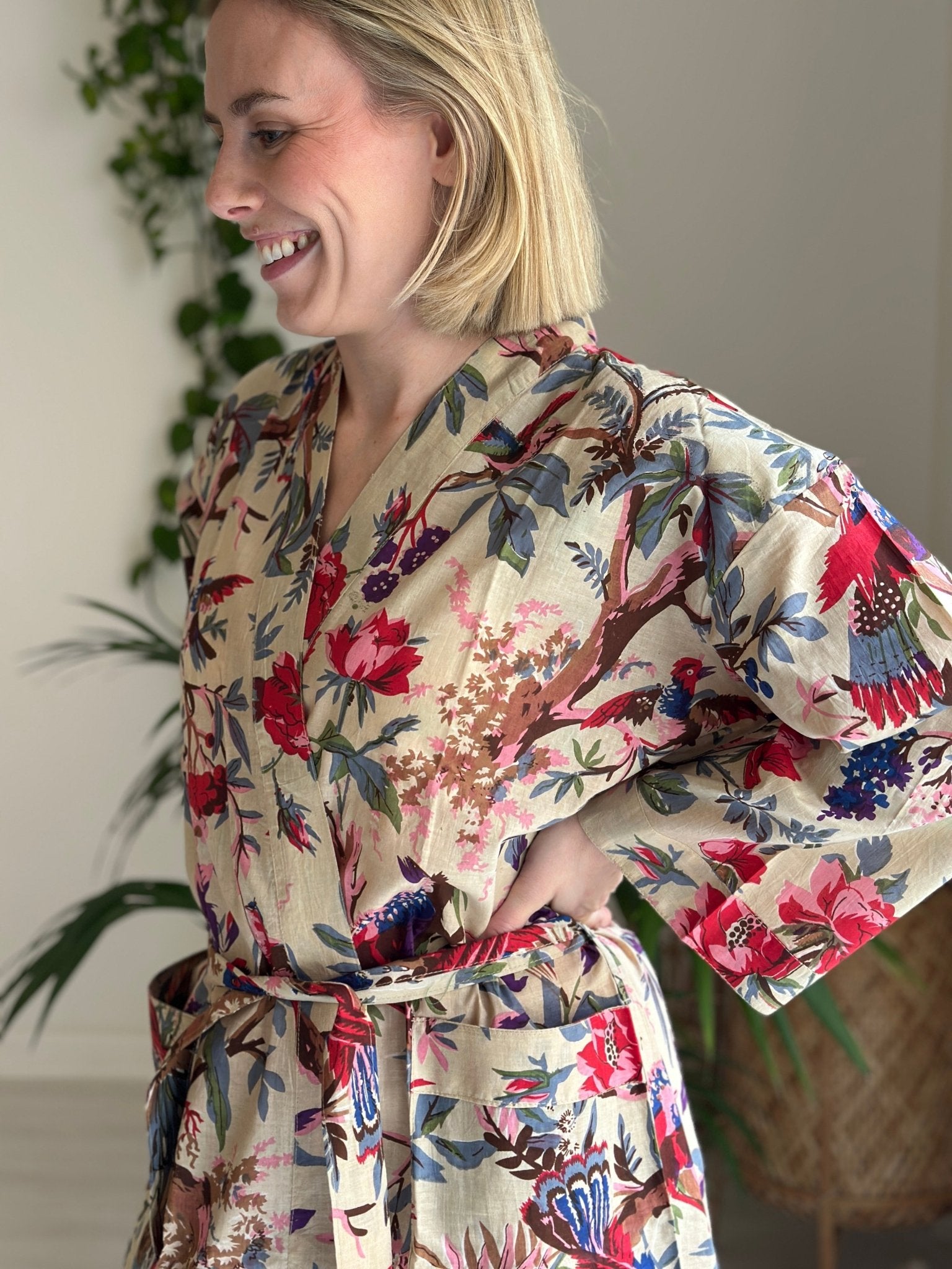 Cotton Kimono - Cream Botanical - Hauslife