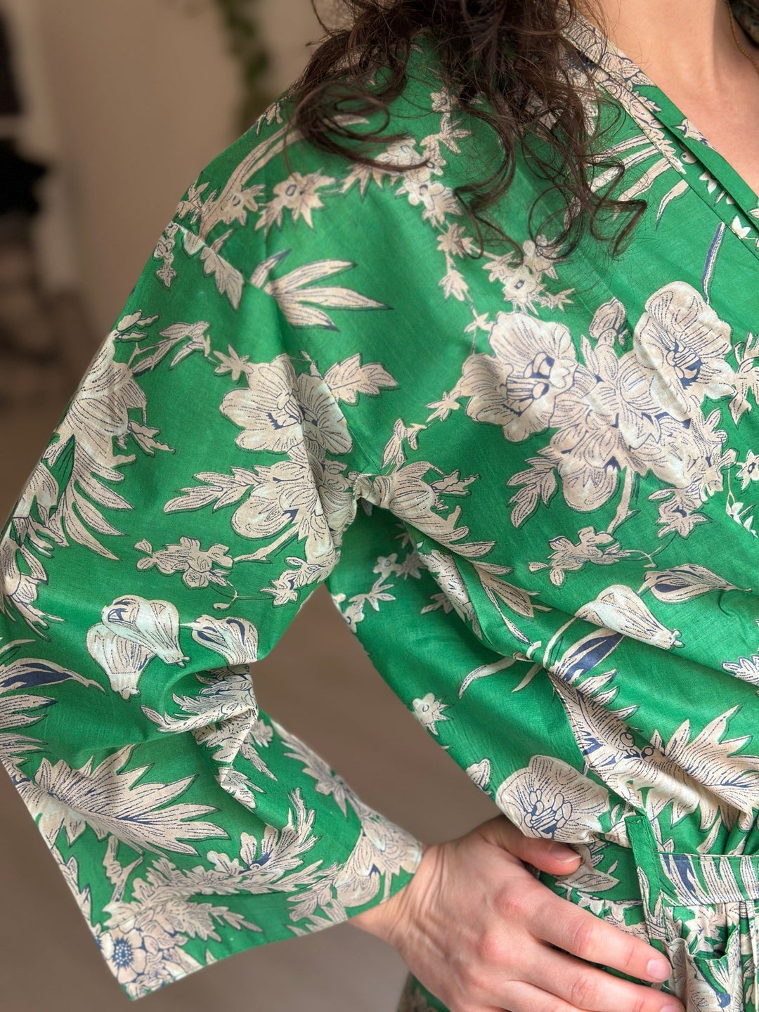 Cotton Kimono - Emerald Toile de Jouy - Hauslife