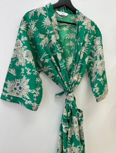 Cotton Kimono - Emerald Toile de Jouy - Hauslife