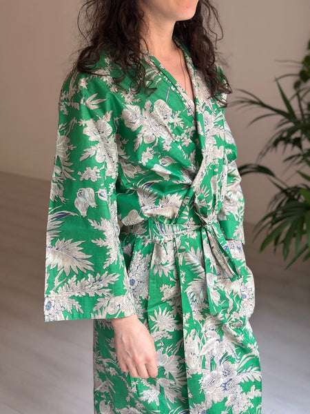 Cotton Kimono - Emerald Toile de Jouy - Hauslife