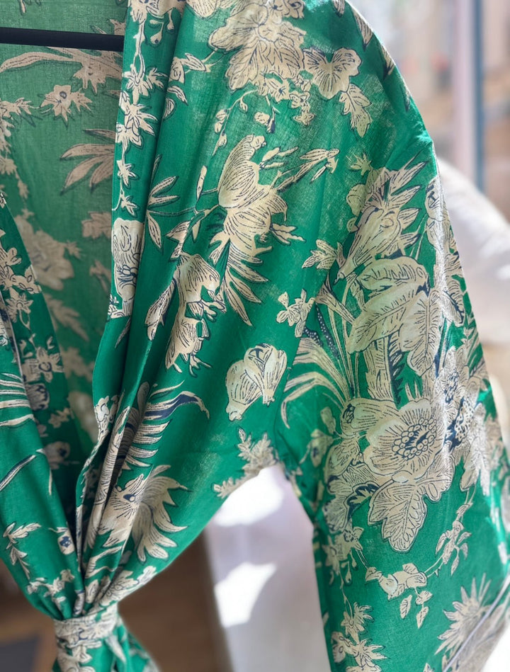 Cotton Kimono - Emerald Toile de Jouy - Hauslife