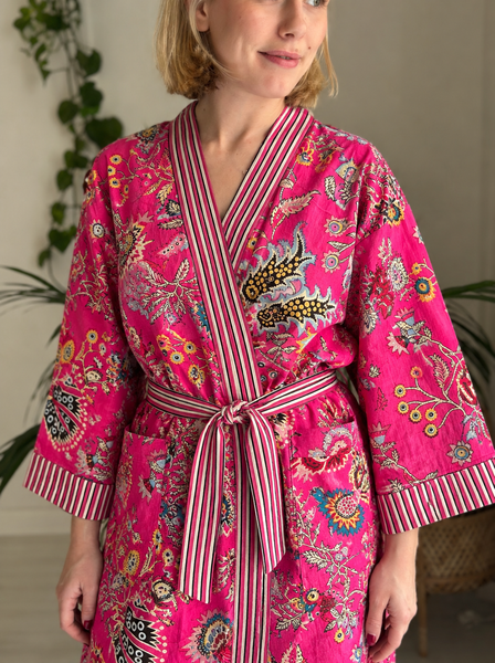 Cotton Kimono - Hot Pink Paisley - Hauslife