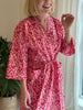 Cotton Kimono - Pink Floral Block Print - Hauslife