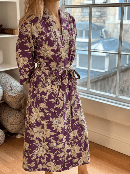 Cotton Kimono - Purple Toile de Jouy - Hauslife