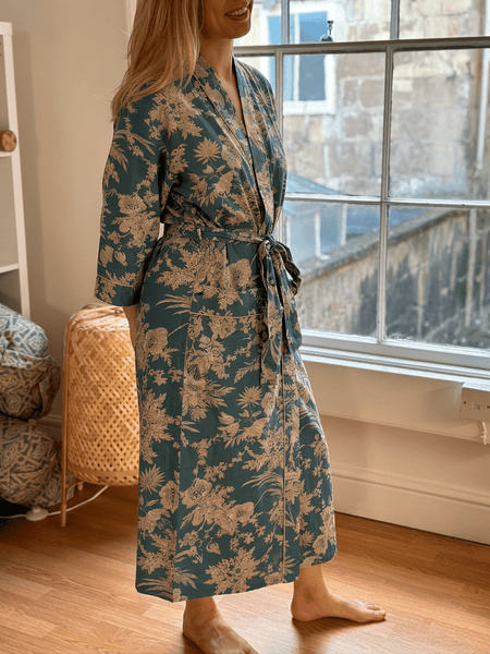Cotton Kimono - Slate Toile de Jouy - Hauslife