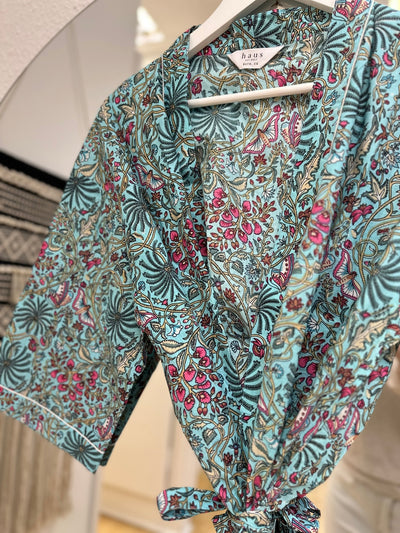 Cotton Kimono - Turquoise Butterflies - Hauslife