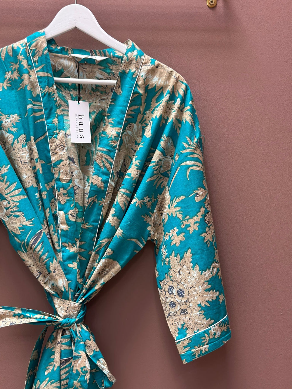 Cotton Kimono - Turquoise Toile de Jouy - Hauslife
