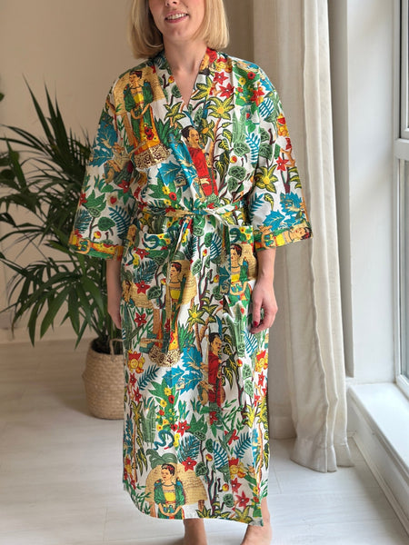 Cotton Kimono - White Frida Kahlo - Hauslife