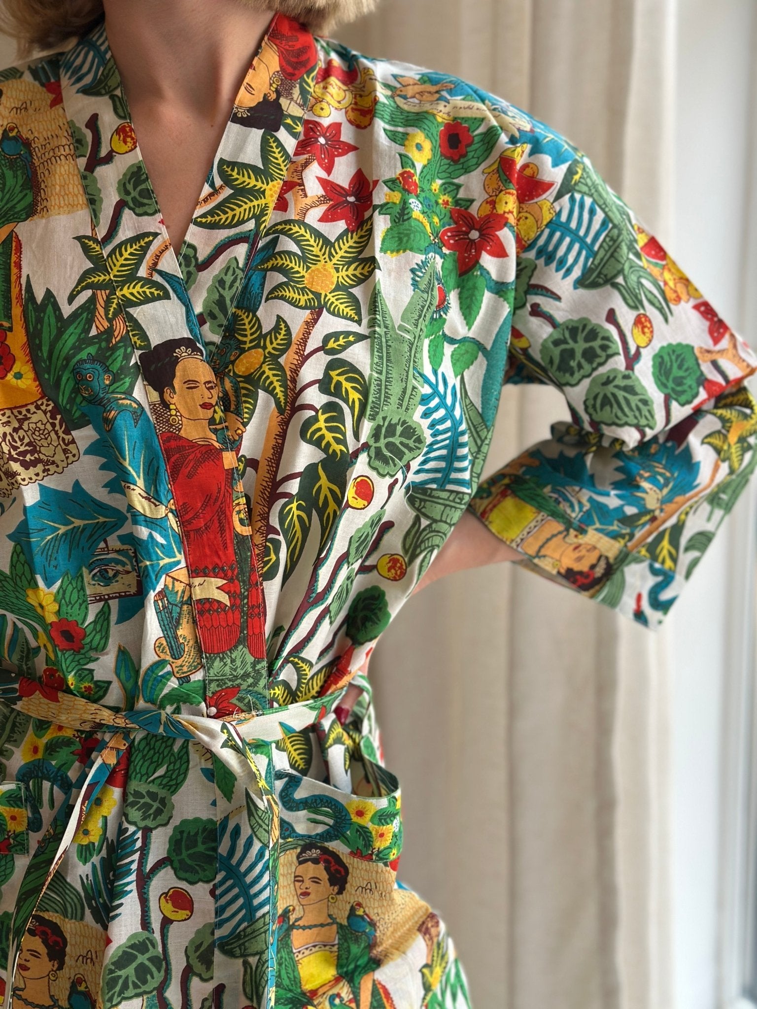 Cotton Kimono - White Frida Kahlo - Hauslife