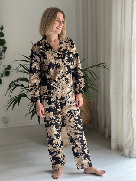 Cotton Pyjama Set - Black Toile De Jouy - Hauslife