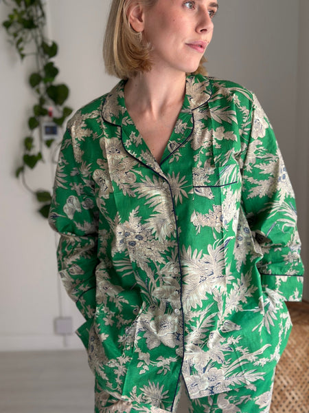 Cotton Pyjama Set - Emerald Toile de Jouy - Hauslife