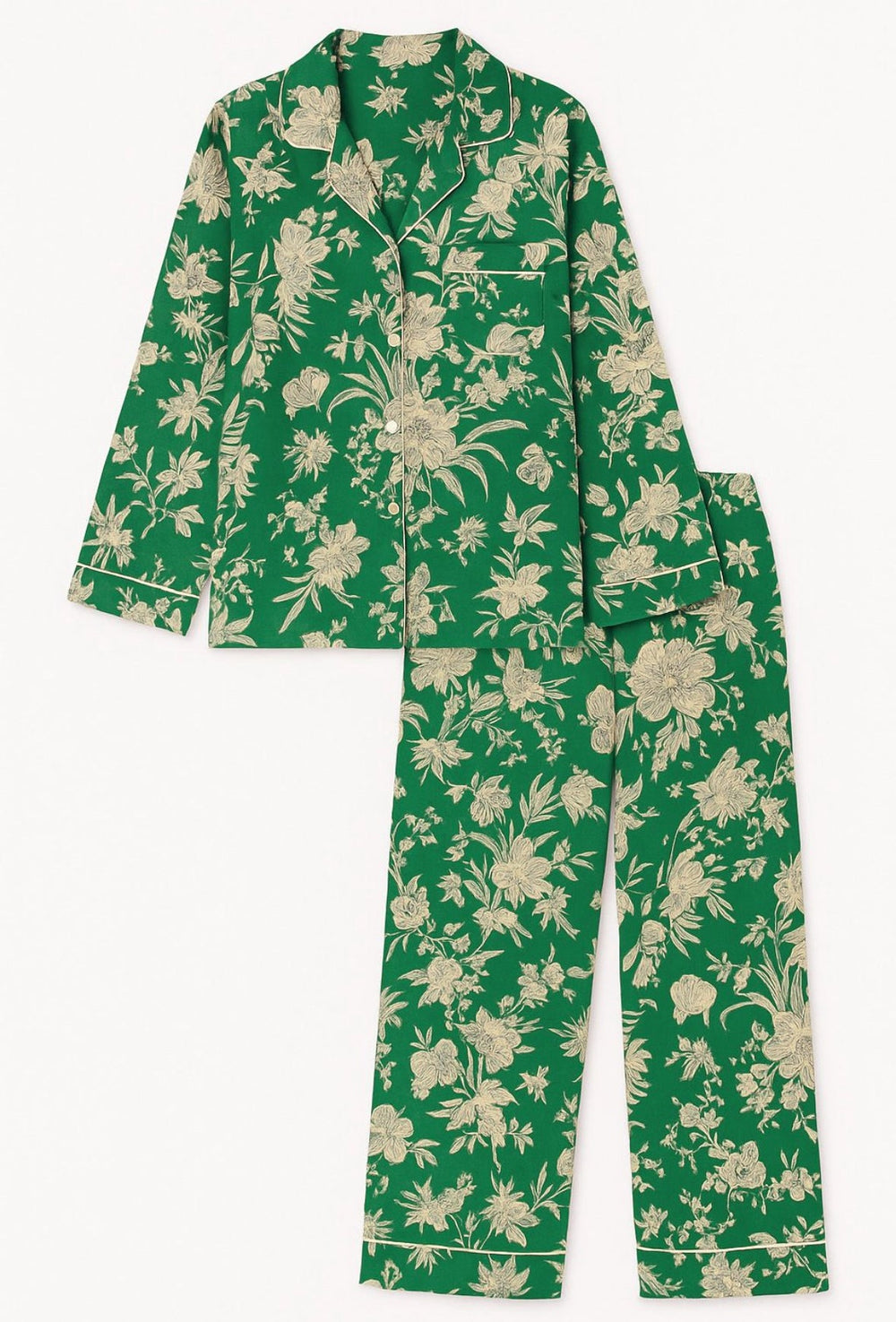 Cotton Pyjama Set - Emerald Toile de Jouy - Hauslife