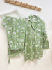 Cotton Pyjama Set - Green Floral Block Print - Hauslife