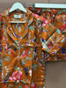 Cotton Pyjama Shorts Set - Burnt Orange Botanical - Hauslife