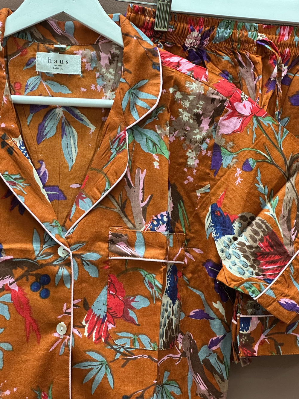 Cotton Pyjama Shorts Set - Burnt Orange Botanical - Hauslife