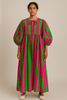 Cotton Striped Midaxi Dress - Pink & Green - Hauslife
