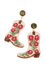 CREAM COWGIRL BOOT BEADED EARRINGS - Hauslife