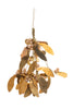 A hanging decorative garland made of layered metallic gold and bronze leaf-shaped pieces with small pearl-like beads, shown against a plain white background.