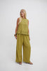 Monica Olive Green Ruffle Hem Top