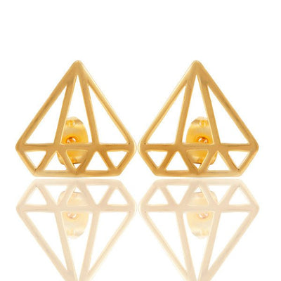 Diamond Outline Gold Stud Earrings - Hauslife