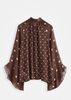 Dottie Polka Dot Tie-Neck Blouse – Brown - Hauslife